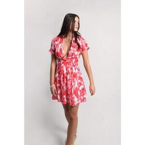 Molly Bracken Floral Print Cross Bust Dress Size L